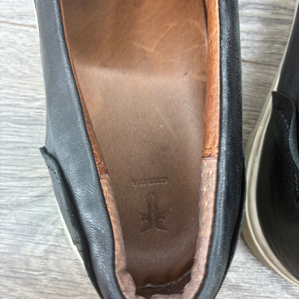 Frye Mens Black Leather Slip On Sneakers Casual Loafers Shoes Size 11M